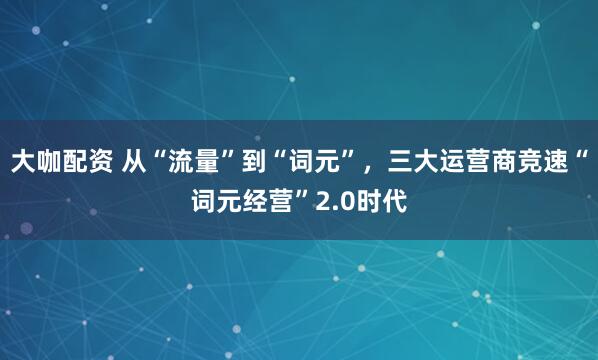 大咖配资 从“流量”到“词元”，三大运营商竞速“词元经营”2.0时代